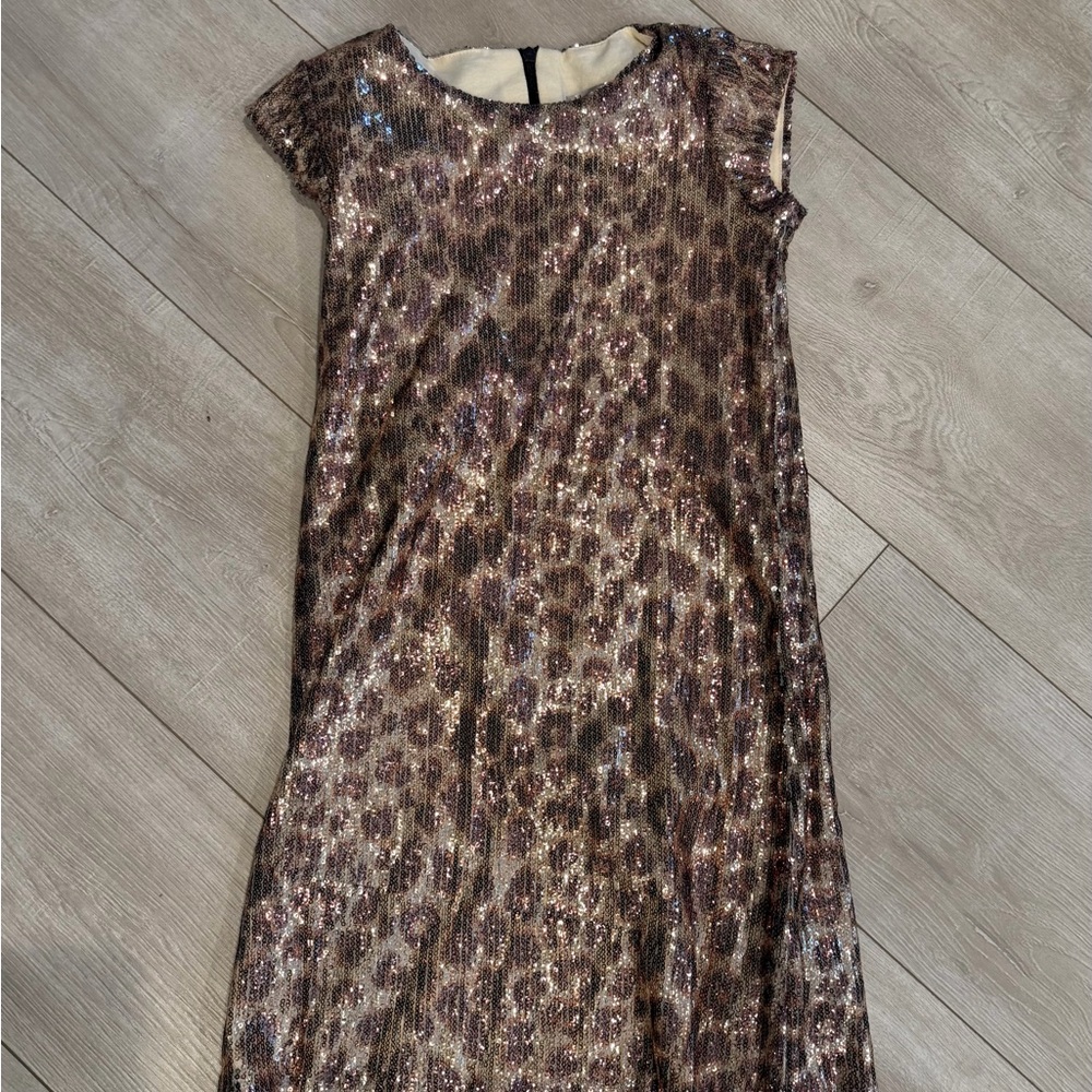 Curio and Kind Elegant Sequin Leopard Print Dress size 6 (fits a 6-8)
